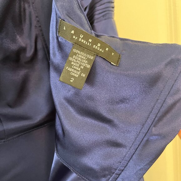 Laundry by Shelli Segal Navy Silk Strapless Gown - Picture 8 of 12
